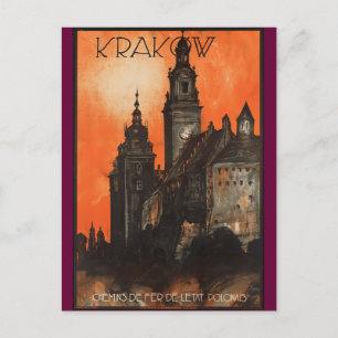 Carte Postale Cracovie Pologne - Poster de voyage polonais Vinta