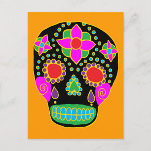 Carte Postale Crâne à sucre d'art populaire mexicain