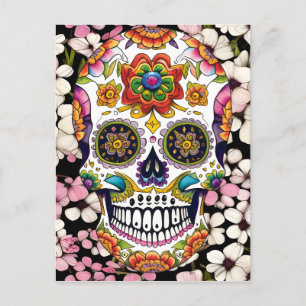 Carte Postale Crâne à sucre - Jour coloré des morts