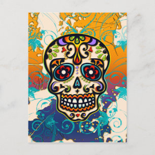 Carte Postale Crâne à sucre mexicain, Jour des morts