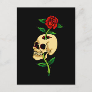 Carte Postale Crâne avec Rose