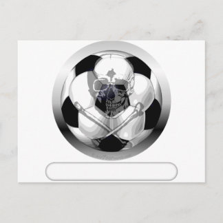 Carte Postale Crâne de balle de soccer et os croisés