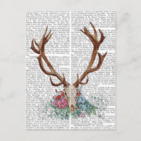 Crâne de cerf avec fleurs 2
