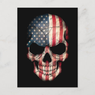 Carte Postale Crâne de drapeau américain personnalisable