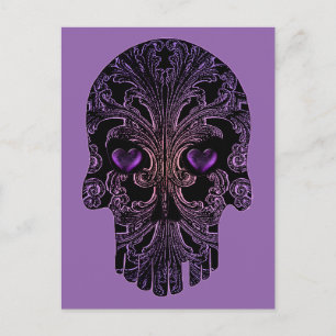 Carte Postale Crâne de Filigree dans les nuances de violet