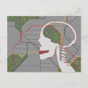 Carte Postale crâne de logique gris