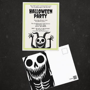 Carte Postale Crâne diable de la fête d'Halloween moderne