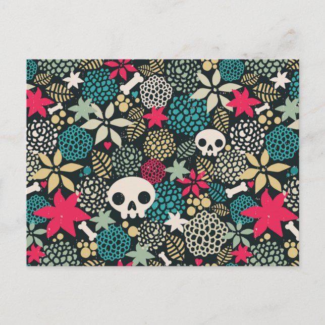 Carte Postale Crâne en fleurs (Devant)