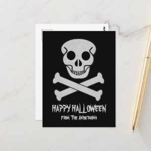 Carte postale Crâne et Os d'Halloween