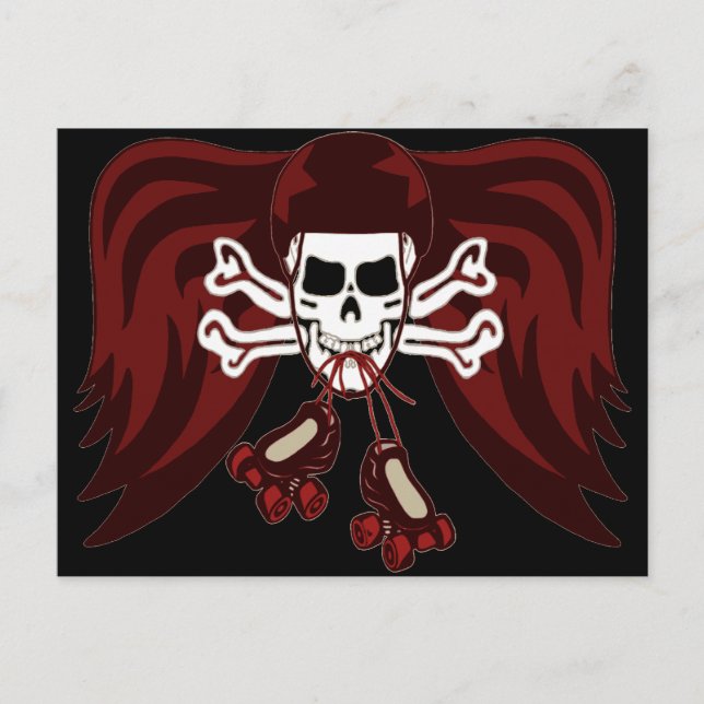 Carte Postale crâne et patins (Devant)