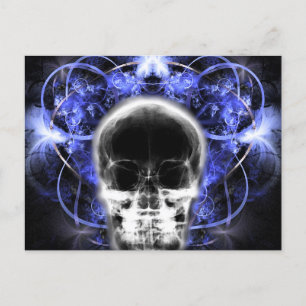 Carte Postale Crâne fractal à papillon X-Ray - Indigo