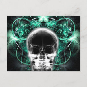 Carte Postale Crâne fractal à papillon X-Ray - Turquoise
