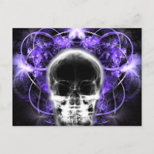 Carte Postale Crâne fractal à papillon X-Ray - violet
