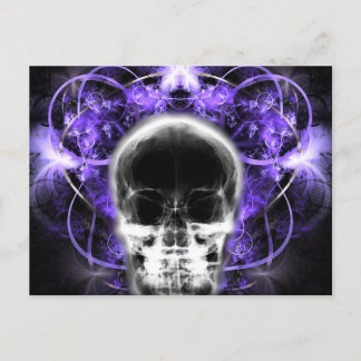 Carte Postale Crâne fractal à papillon X-Ray - violet