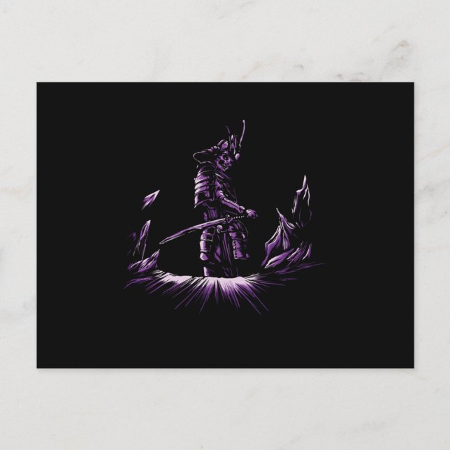 Carte Postale Crâne Ninja Samurai Japon Kendo Katana Écritures C (Devant)