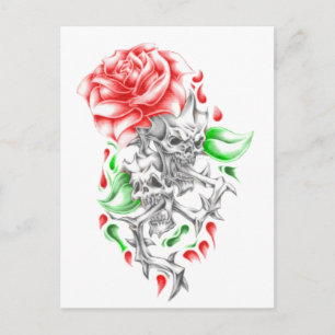 Carte Postale crâne rose tribal