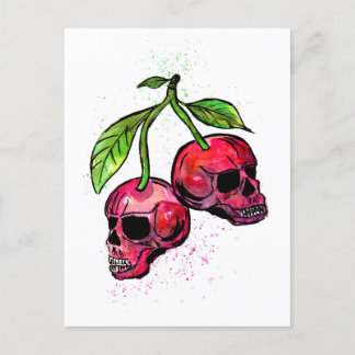 Carte Postale Crâne rouge cerise
