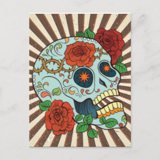 Carte Postale Crânes de sucre funky Dia de los Muertos