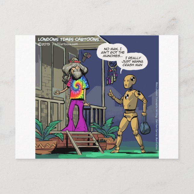Carte Postale Crash Test Hippie Funny (Devant)