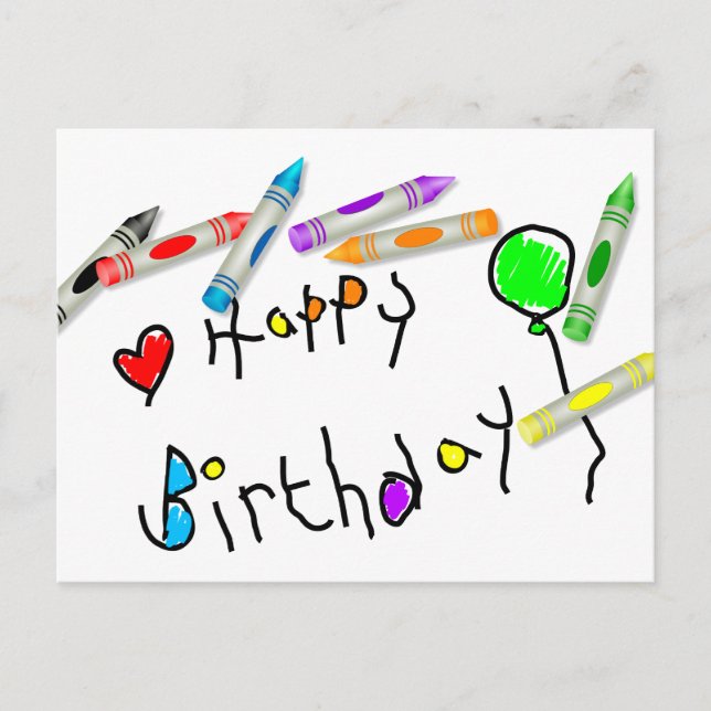 Carte Postale Crayon voeux d'anniversaire (Devant)