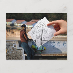 Carte Postale Crayon Vs Appareil photo - Accueil