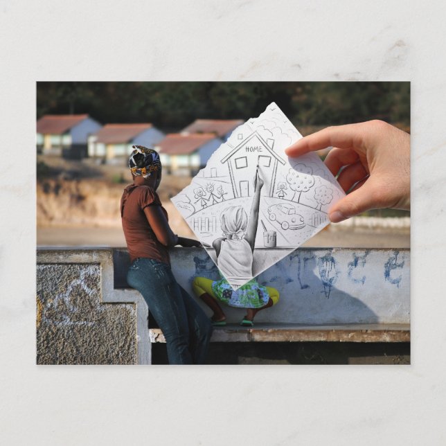 Carte Postale Crayon Vs Appareil photo - Accueil (Devant)