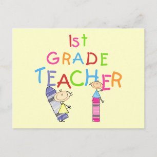 Carte Postale Crayons 1er grade Teacher Tshirts et cadeaux