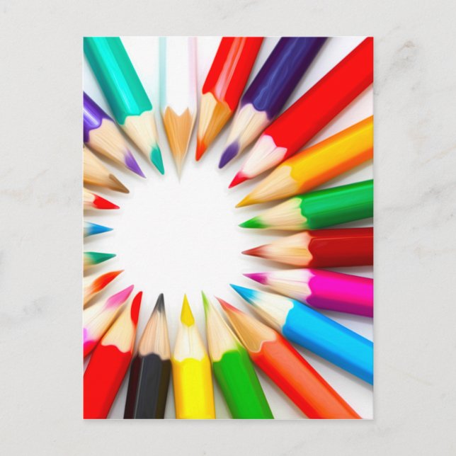 Carte Postale Crayons de couleur (Devant)