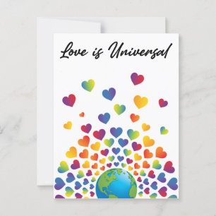 Carte Postale Création de cœur arc-en-ciel coloré minimaliste él