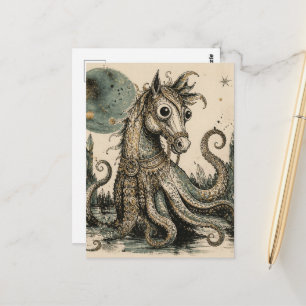 Carte Postale Créature hybride cheval pieuvre fantaisie artistiq