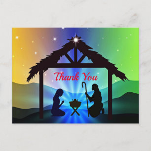 Carte Postale Crèche de Noël Graphique Merci