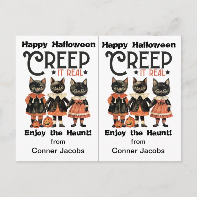 Carte Postale Creep It Real Black Cats Fête d'Halloween (Devant)