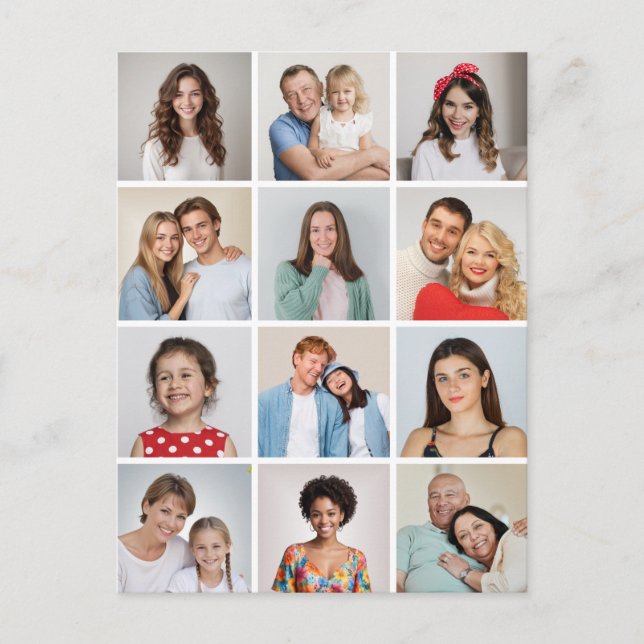 Carte Postale Créez Votre Propre Collage De 12 Photos (Devant)