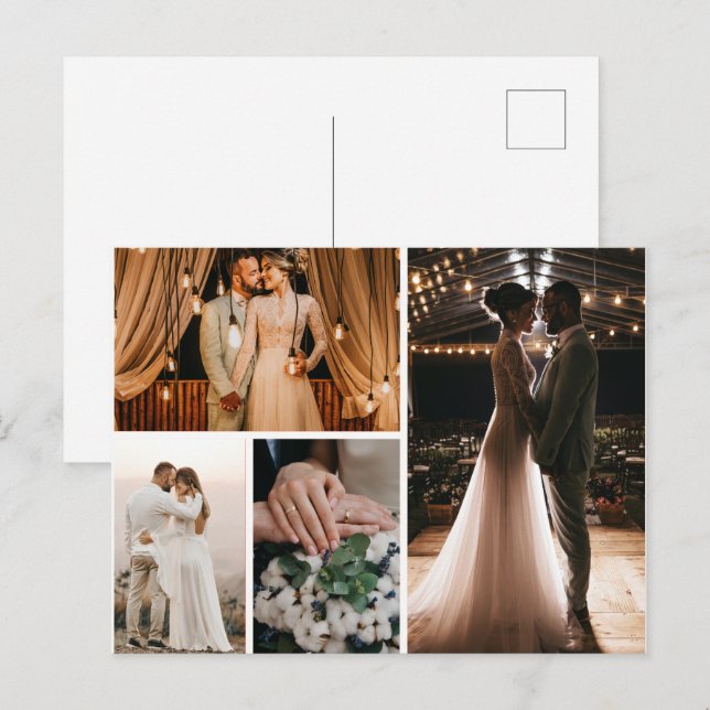 Carte Postale Créez votre propre collage de 4 photos (Devant / Derrière)