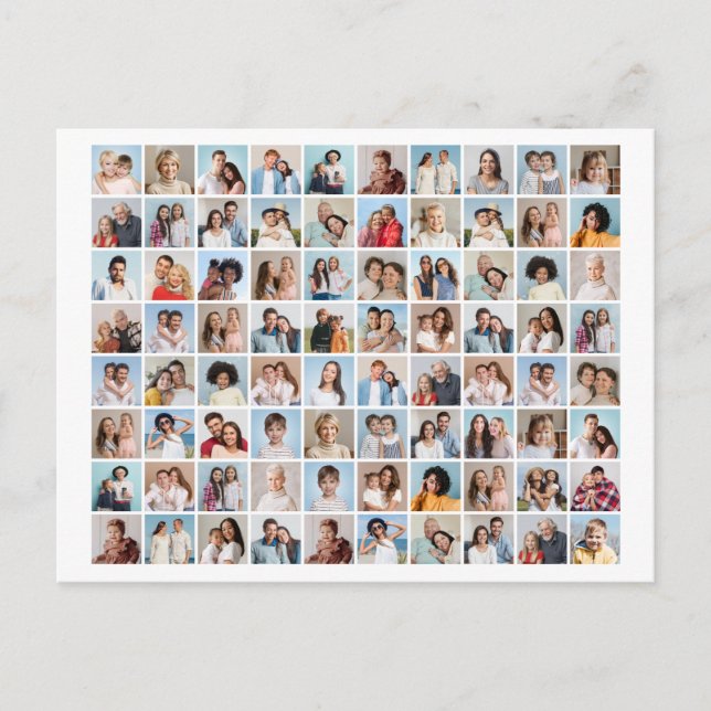 Carte Postale Créez Votre Propre Collage de 80 Photos Éditable e (Devant)