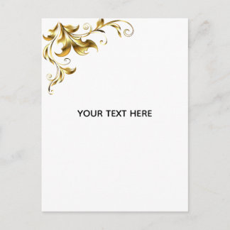 Carte Postale Créez Votre Propre Élégant Blanc Doré
