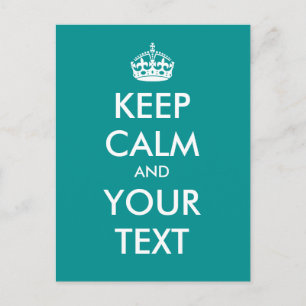 Carte Postale Créez votre propre "Keep Calm and Carry On" (aqua)