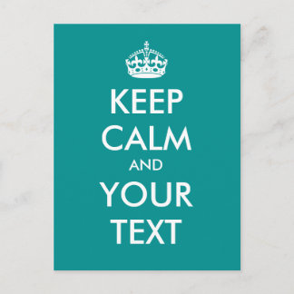 Carte Postale Créez votre propre "Keep Calm and Carry On" (aqua)