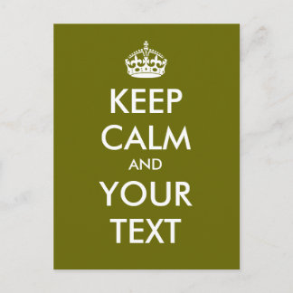 Carte Postale Créez votre propre "Keep Calm and Carry On" (vert)