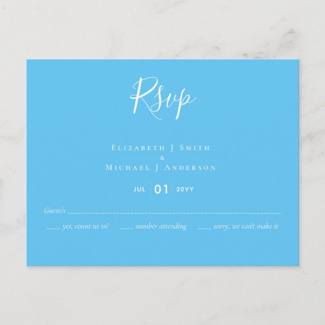Carte Postale Créez votre propre Mariage RSVP personnalisé Aqua  (Devant)