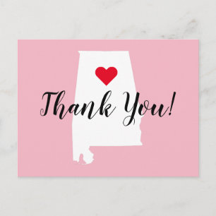 Carte Postale Créez votre propre Merci du coeur rouge de l'Alaba