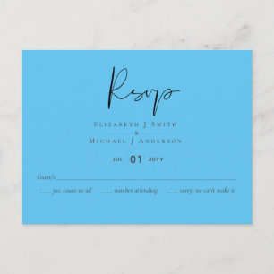 Carte Postale Créez Votre Propre Réponse Mariage Aqua Bleu Perso