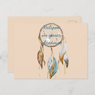Carte Postale Crème Brown Turquoise Dream Catcher