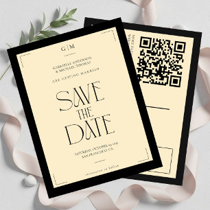 Carte Postale Crème de soie de Champagne Art déco Save The Date 