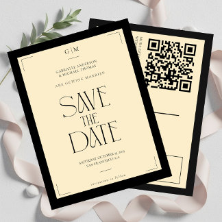 Carte Postale Crème de soie de Champagne Art déco Save The Date