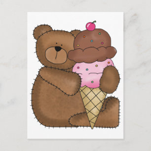 Carte Postale Crème glacée au chocolat Teddy