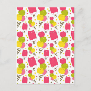 Carte Postale Crème glacée de chats mignonne