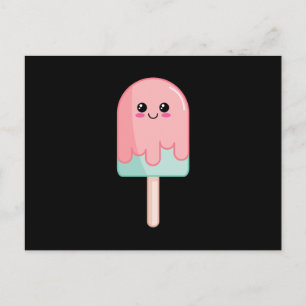 Carte Postale Crème glacée Face Kawaii Food Art