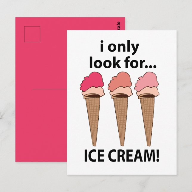 Carte Postale Crème Glacée Je ne cherche que les crèmes glacées (Devant / Derrière)