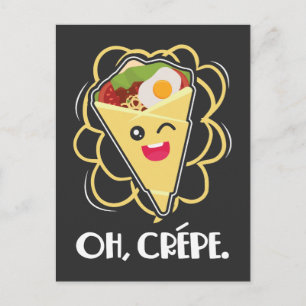 Carte Postale Crepe Dessert Funny France Food Pun